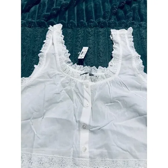 NWT Madewell Embroidered Ruffle Trim
Sleeveless Top White Lightweight - Picture 7 of 10